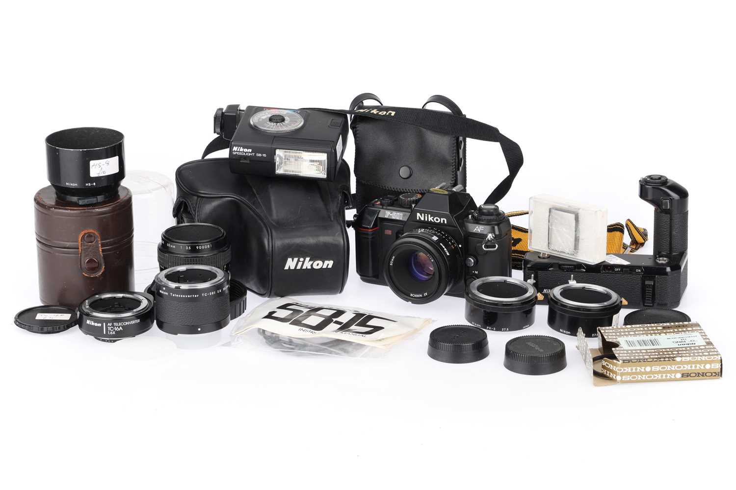 Lot 14 - A Nikon F-501 35mm Camera & a Mixed Selection of Nikon SLR Camera Accessories