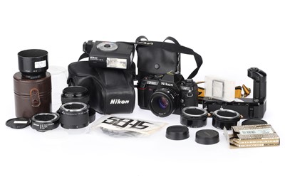 Lot 14 - A Nikon F-501 35mm Camera & a Mixed Selection of Nikon SLR Camera Accessories