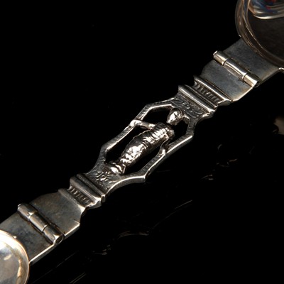 Lot 14 - A Large Continental Silver Double-folding Medicine Spoon