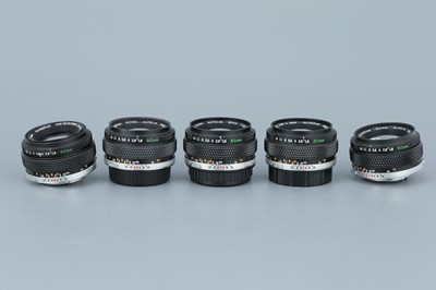 Lot 258 - Five Olympus f/1.8 50mm Lenses