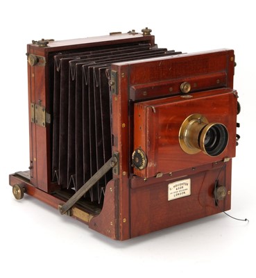 Lot 345 - A George Houghton & Son Half Plate Mahogany Tailbaord Camera