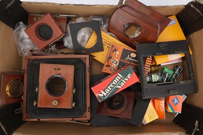 Lot 302 - A Selection of Expired Film and Mahogany Camera Parts