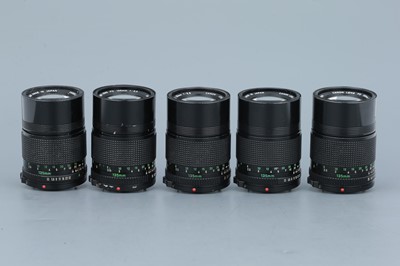 Lot 306 - Five Canon FD f/3.5 135mm Lenses