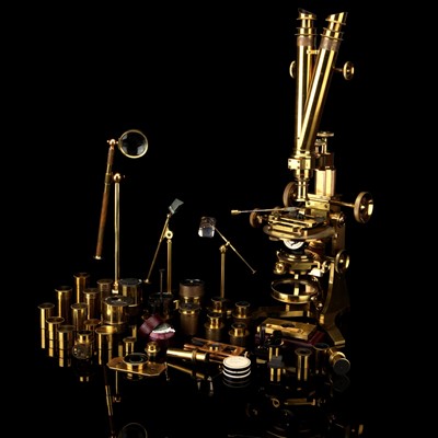 Lot 155 - A Fine & Massive Edmund Wheeler ‘Stand A’ Compound Binocular Microscope