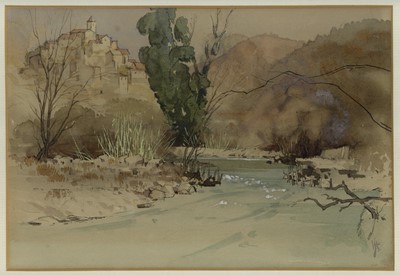Lot 48 - An Italian Hill Village, watercolour by Laurence Irving (1897-1988)